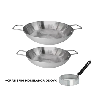 IMPERDÍVEL 9.9 Kit 2 Frigideiras MEDIAS 20 e 22cm Alumínio Pergaminho Extra GRÁTIS Modelador