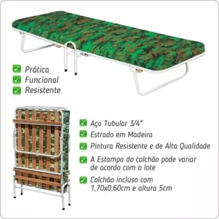 Cama Dobrável, Camping, Acampar, Cama Portátil com Colchão