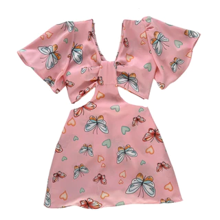 Roupa Infantil Macaquinho Short Saia Menina Primavera Verão