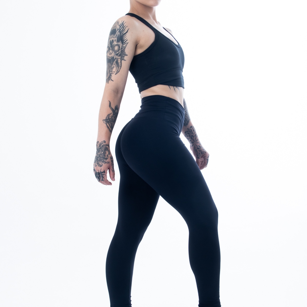 Roupa academia Conjunto Top + leg Legging Canelado Com Bojo Removível ...