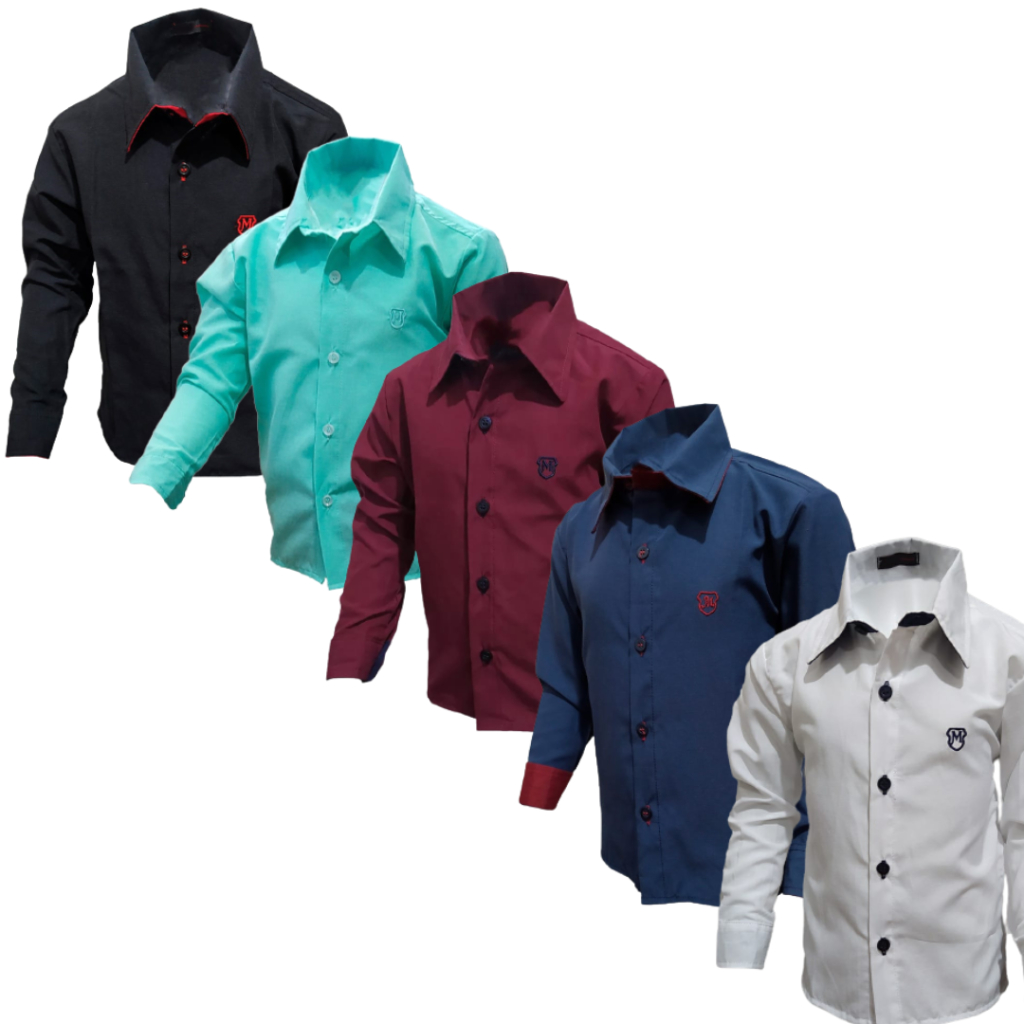 Camisa Social manga Longa Infantil e Juvenil