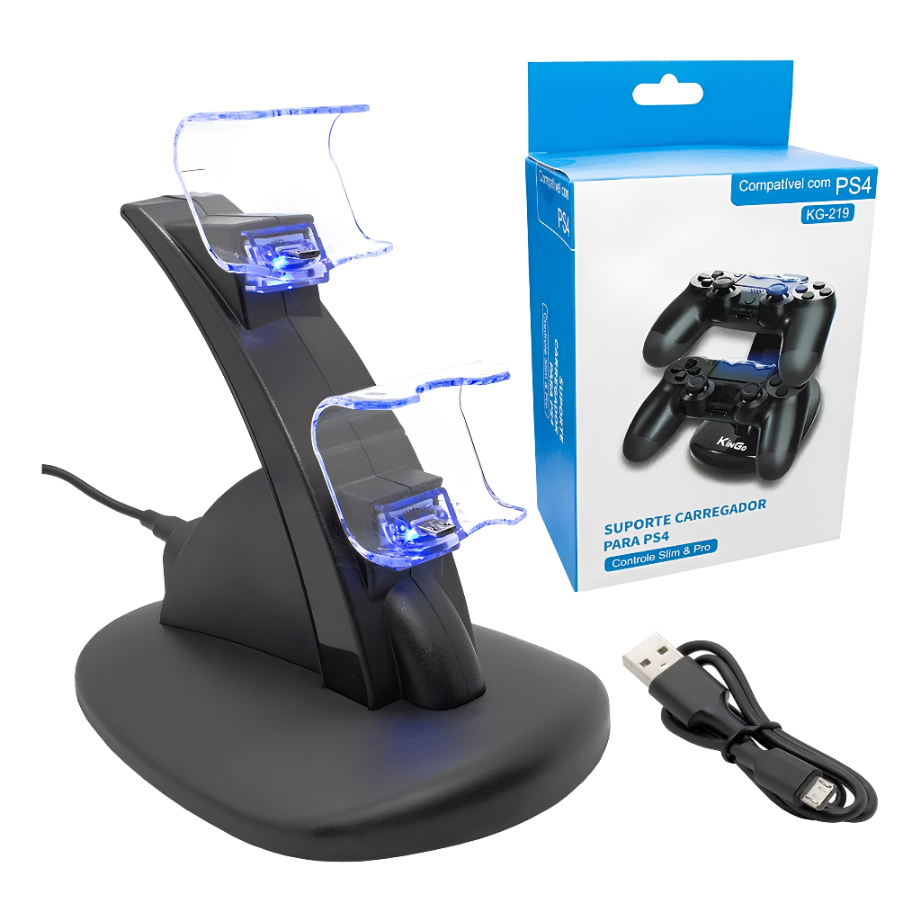 Suporte Carregador Stand Duplo Para 2 Controle De Ps4 Dock Station ...