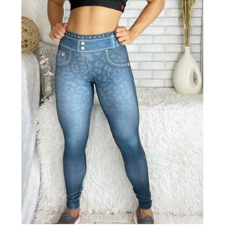 Legging Fitness Feminino Academia Treino Fake Jeans