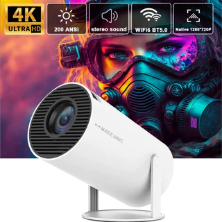 Projetor 4K Portátil MAGCUBIC Até 130" Ajuste 180° Bluetooth 5.0 Android 11 Dual 2.4GHz 5GHz WiFi 6 Chip GPU Hy300