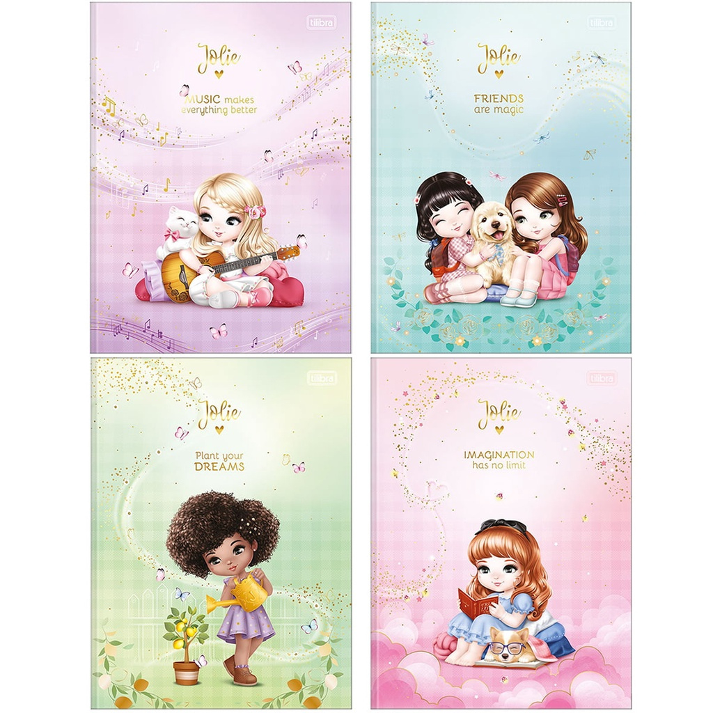 kit C/ 2 CADERNOS BROCHURA CAPA DURA UNIVERSITÁRIO JOLIE 80 FOLHAS