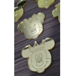 Aplique Mickey / Minnie 4cm acrílico dourado