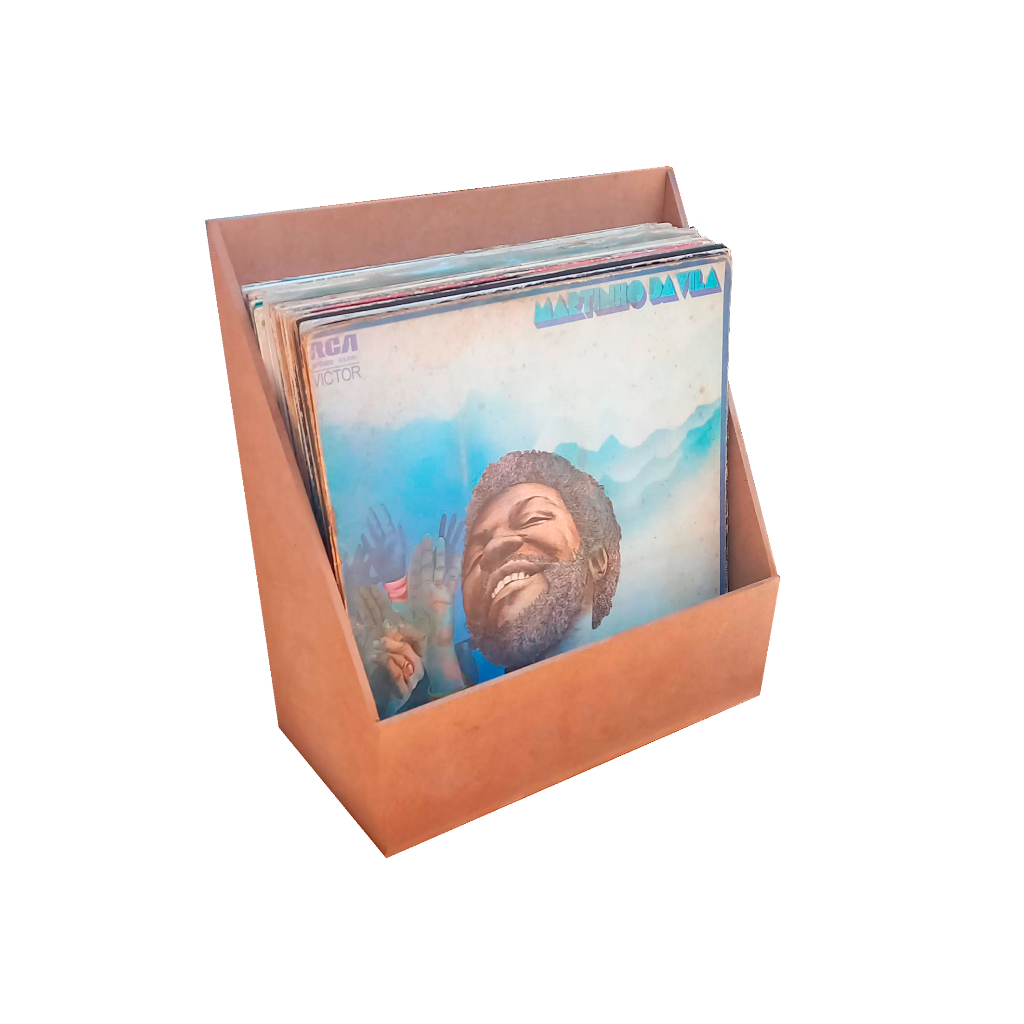 Caixa Para Lps De Vinil Slim Organizador Para Discos Cru Mdf
