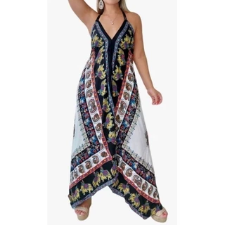 vestido lenço indiano vestido de ponta costa nua viscose