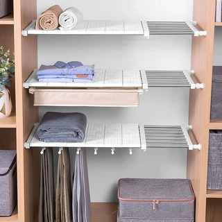 Ajustável Organizador Do Armário De Armazenamento Prateleira Space-Saving Cozinha Roupeiro Prateleiras Titulares Prateleira Inteligente 80cm Branca Extensível Largura 36cm、38cm 、50cm、75cm