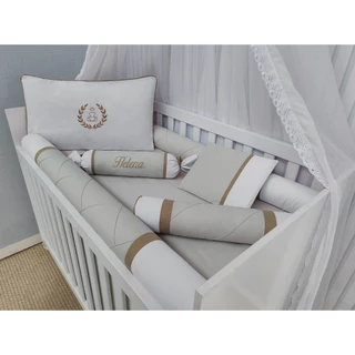 Kit berço rolinho 100% algodão ursinho menina branco