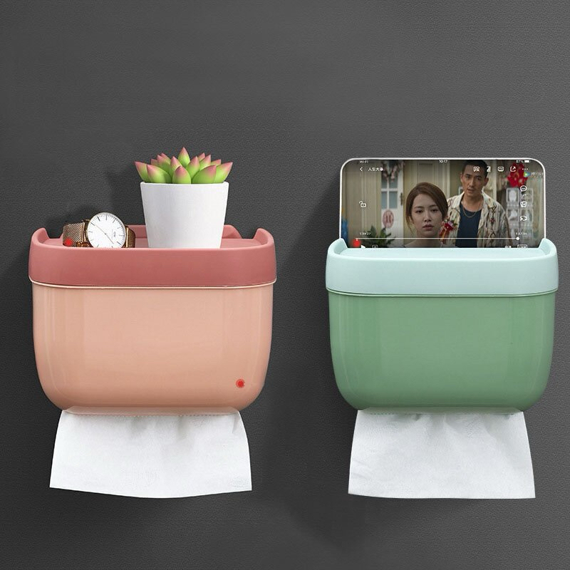 Porta Papel Higiênico Organizador Multiuso Adesivo Sem Furo Suporte Celular