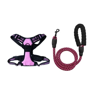 Kit Guia De Corda Reforçada + Peitoral Coleira Com Regulagem Para Pet Cachorro Grande