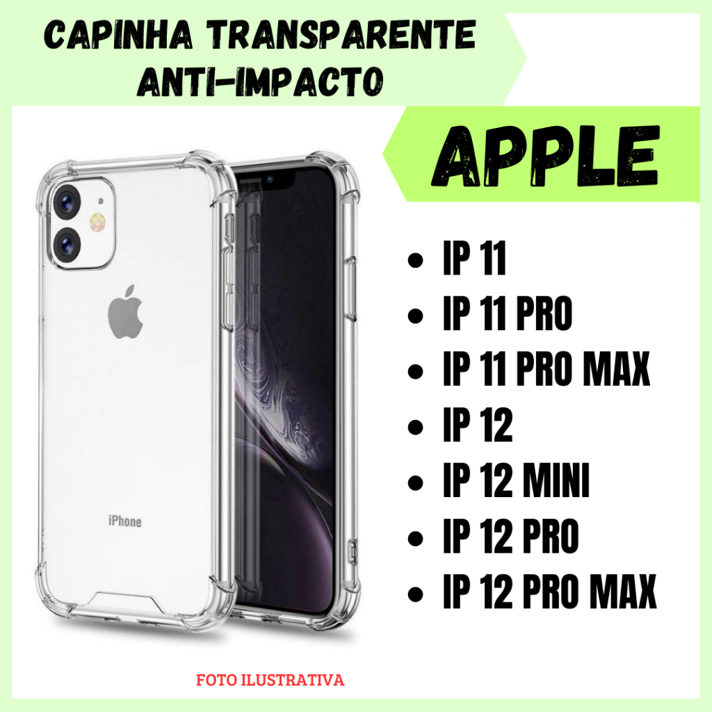 Capa Capinha transparente Anti Impacto iPhone 12 12 Pro 12 Pro Max
