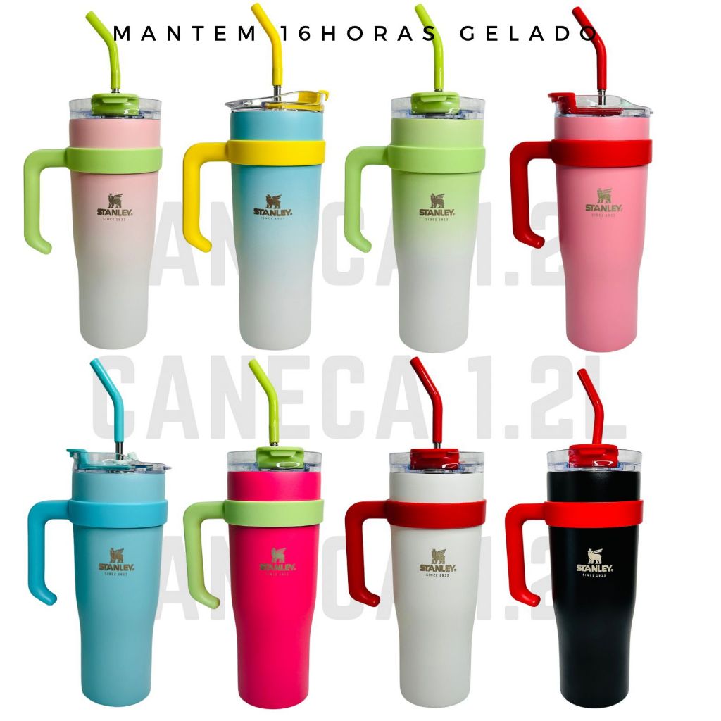 SODAHORA - Copo Térmico Garrafa Com Tampa e Canudo 1.2Litro 1200ML ideal para Hidratação MODELO / Caneca térmica 1,2L TOP