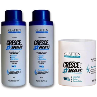 Kit Crescer 3x Mais Completo 3 Passos - Glatten