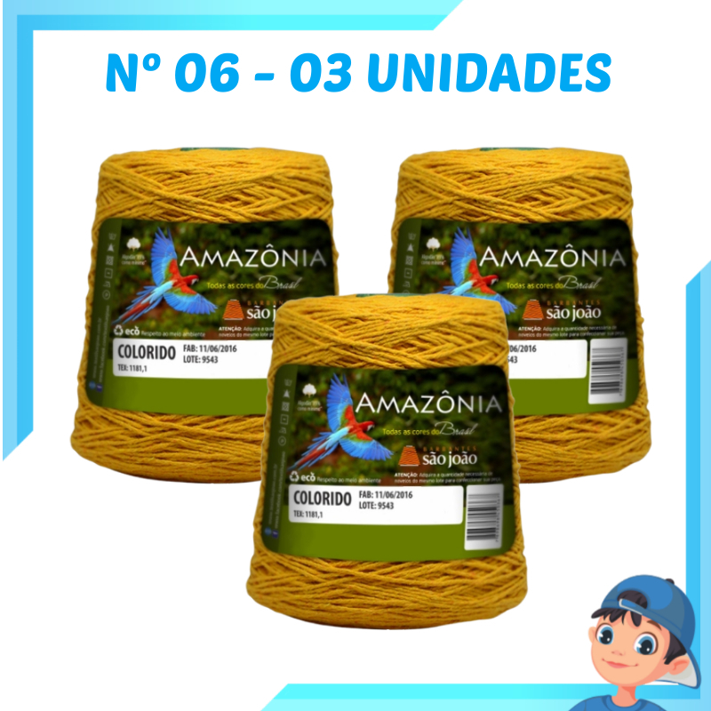 バラモン 60袋　2箱 Barbante Nº 06 Amazônia 600 gramas Mostarda (01) - Kit c/ 03