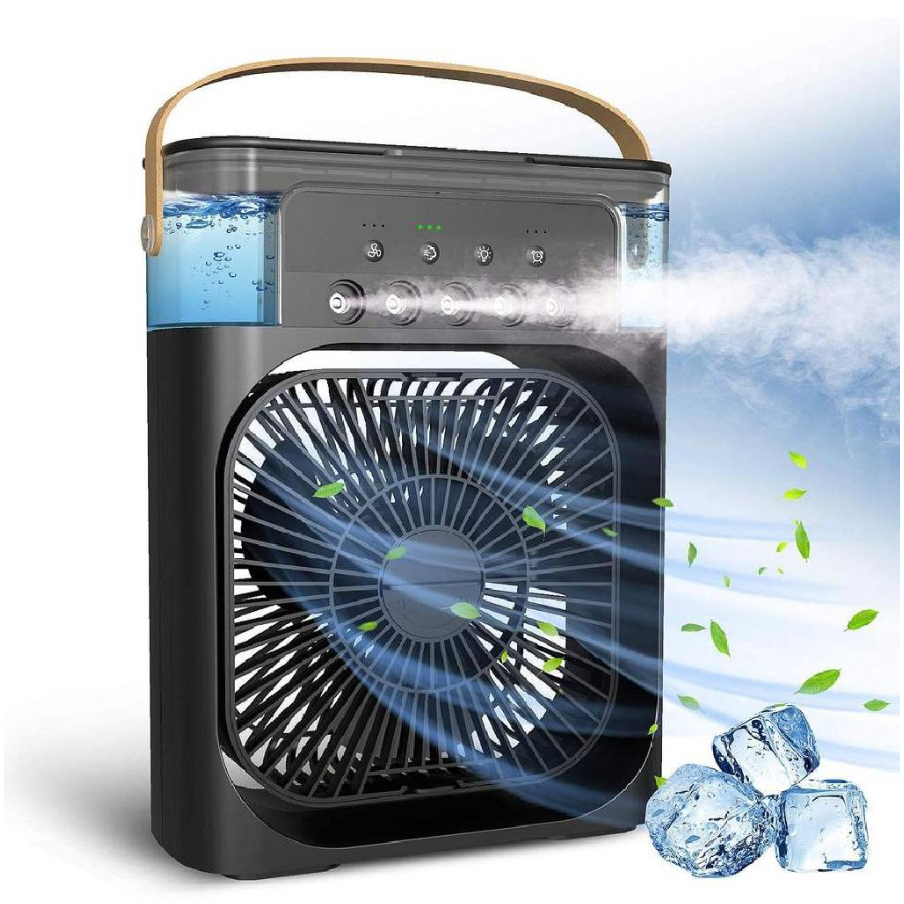 Mini Ar Condicionado Climatizador Umidificador Ventilador Portátil USB Led  Quarto Sala Escritório Mesa Reservatório 600ml Alça | Shopee Brasil