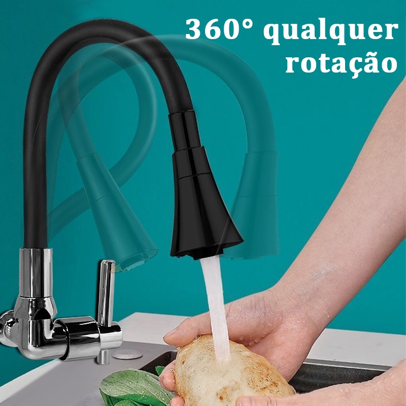 Torneira Gourmet Flexível Cozinha Pretomesa Parede mesa Duplo Jato Cone de Volta Shopee