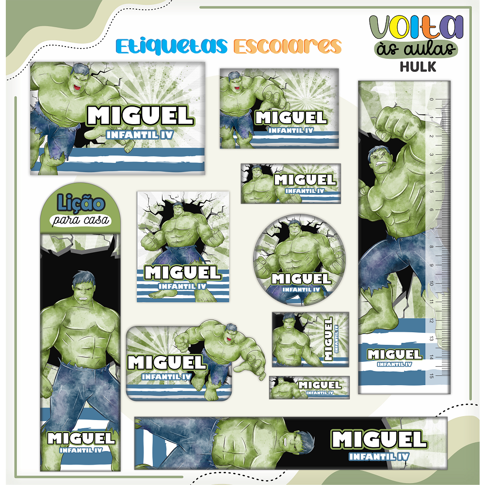 KIT DE ETIQUETAS ESCOLARES PERSONALIZADAS COM NOME E SERIE/ANO DO ALUNO ...