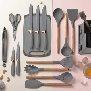 Kit 19 Peças - Jogo de Utensílios de Cozinha em Silicone Completo - Antiaderente e Resistente ao calor