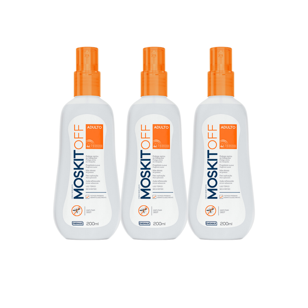Kit 3 Repelente SPRAY LOÇÃO CREME MoskitOff DEET 200ml 4h de proteção ...