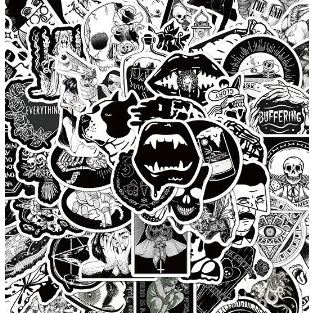 Adesivos Sticker Góticos Preto e Branco Dark Witch Pack de adesivos Dia das Bruxas Mystical