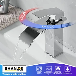 Torneira Monocomando Cascata Baixa Misturador Banheiro Torneira premium em aço inoxidável