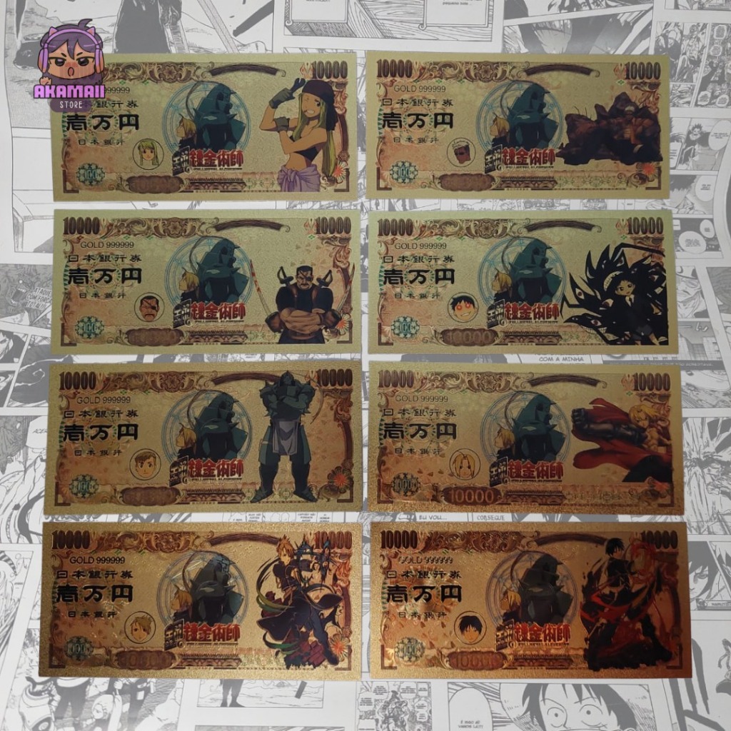 Cédula comemorativa anime Fullmetal Alchemist 10.000 Yen Nippon Ginko Shopee Brasil