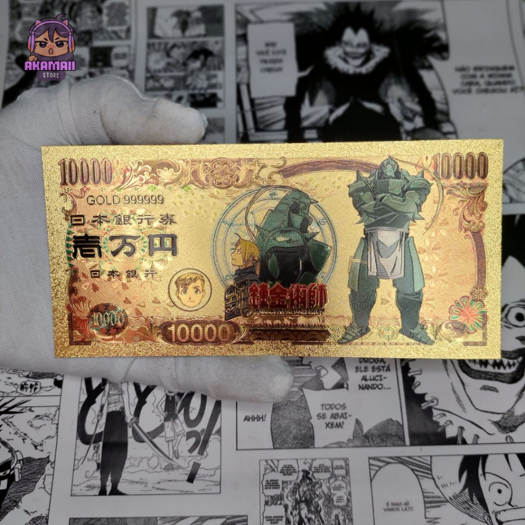 Cédula comemorativa anime Fullmetal Alchemist 10.000 Yen Nippon Ginko Shopee Brasil