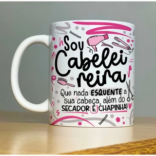 Caneca Personalizada de porcelana – Profissão: Sou Cabeleireiro - Sou Cabeleireira - Com Flork - 325ML