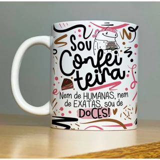 Caneca Personalizada de porcelana – Profissão: Sou Confeiteira - Sou Confeiteiro - Com Flork - 325ML