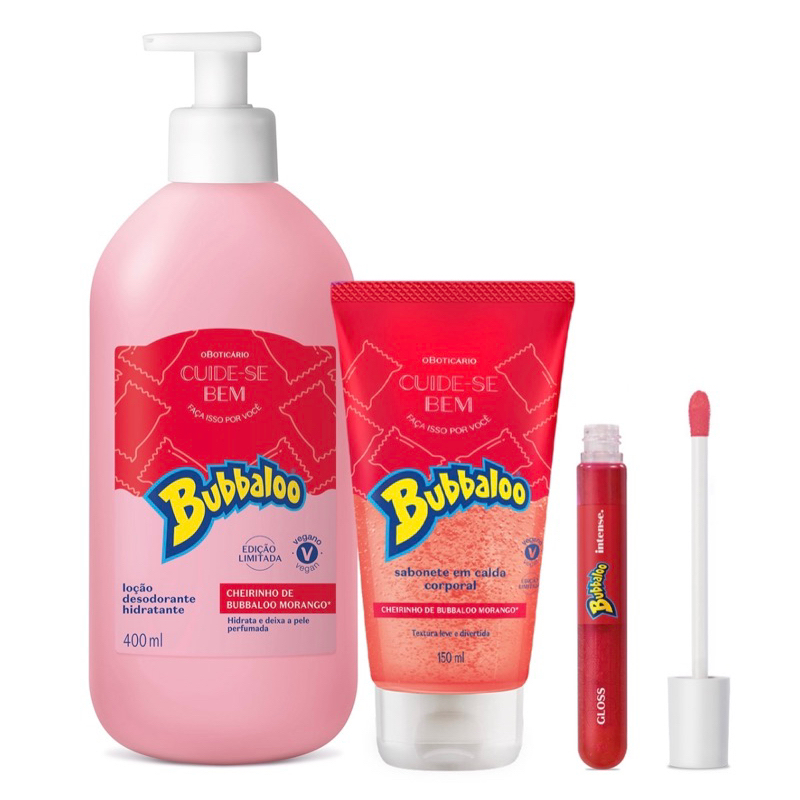 Kit Presente De Natal Bubbaloo Morango Gloss Ml Hidratante Ml Sabonete Ml Shopee Brasil