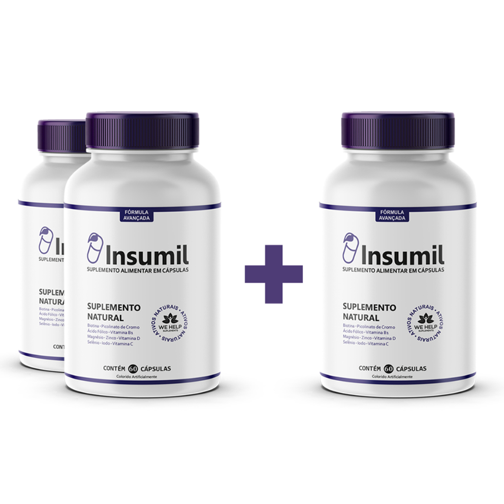 Pague 2 Leve 3 Insumil Original 60 Cápsulas - Rápida Absorção - Controle da Diabetes