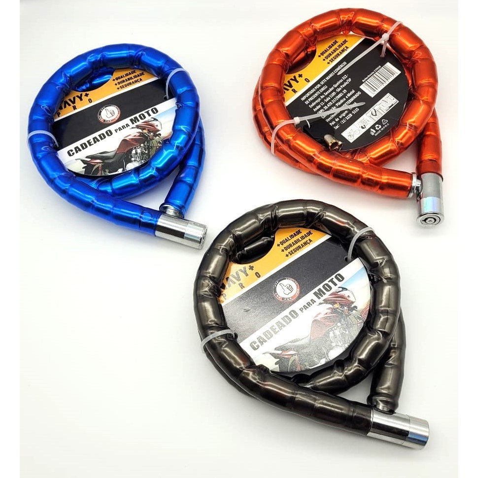 Corrente Cadeado Antifurto Bem Reforçada Moto/bike/estepe 100 CM X 22 ...
