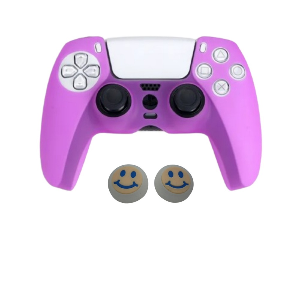 Capa De Protecão Ps5 Playstation Lisa Roxo + Par de Grips Smile  Transparente com Azul | Shopee Brasil