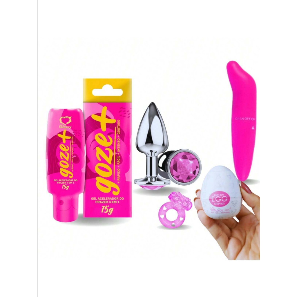 Kit Plug Anal Pequeno Vibrador Feminino Ponto G Egg Masturbador Masculino Gel Lubrificante Goze 2426