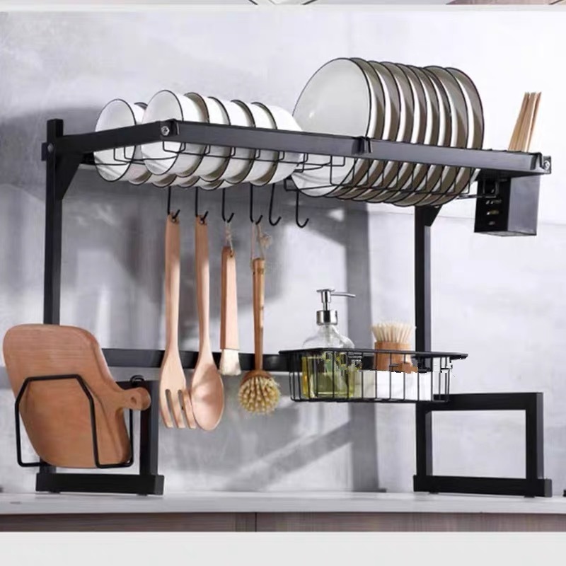 Cozinha Escorredor De Louça Suspenso Boutique Kitchen Rack Aço Inoxidável Organizador Louça Preto 65cm /85cm
