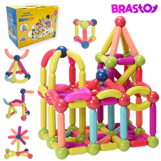 68/128 Pecas Conjunto de ímã Bolas E Varas Magnéticas Brinquedo Para Crianças