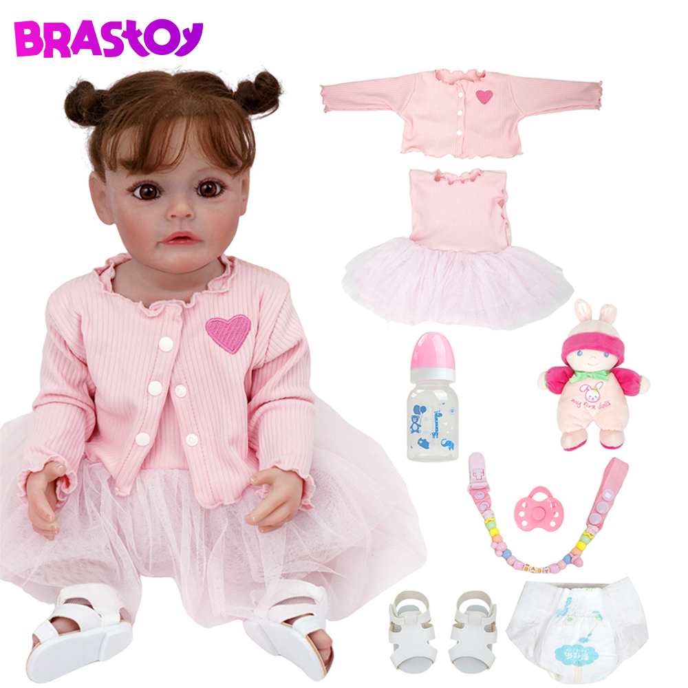 Brastoy Beb Reborn Boneca Pintada Silicone Realistic Menina Original Cm Silicone