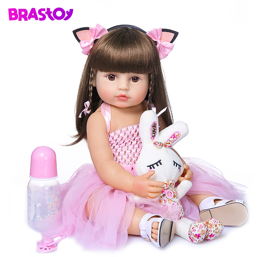 boneca reborn realista  Reborn baby Dolls 60cm/24inch Soft Silicone Baby Realistic Vinyl Girl Baby Dolls for girls