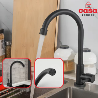 Torneira Anzol Bica Baixa Cozinha Banheiro Bancada Preta Inox Bica Móvel Arejador 1168 Luxo Gourmet