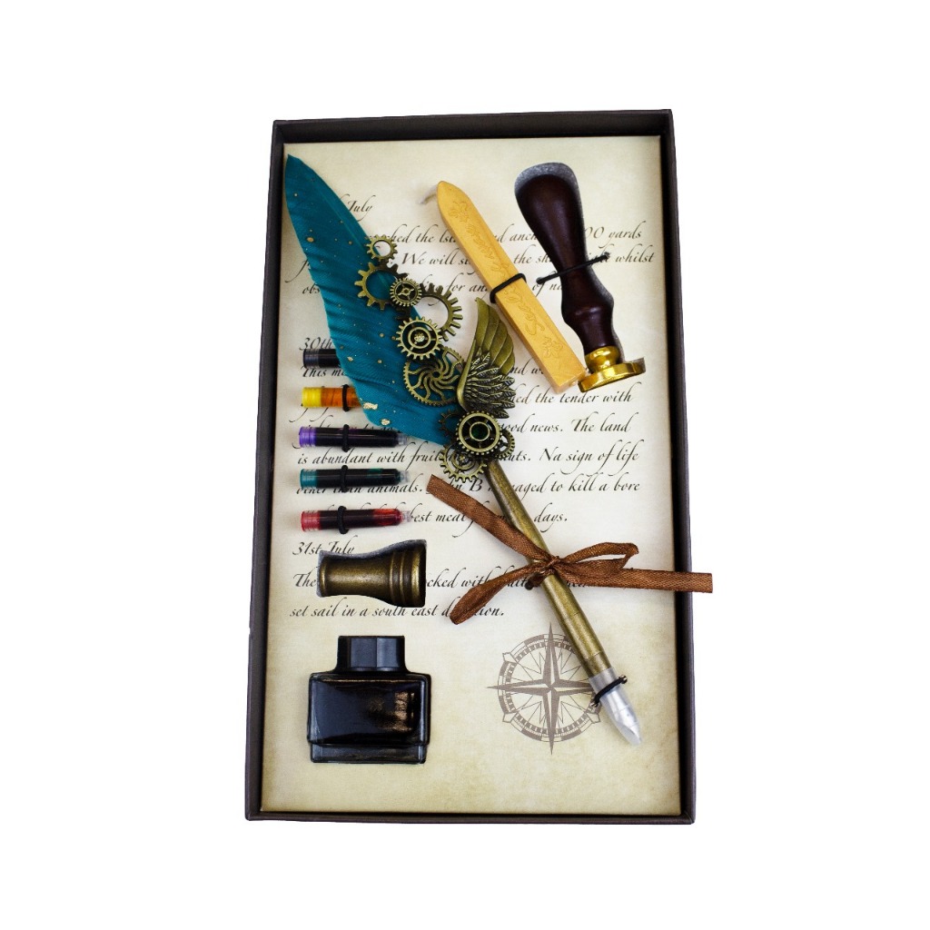 Caneta Tinteira Caligrafia Vintage De Antiga Pena Conjunto - com trocas de TINTAS