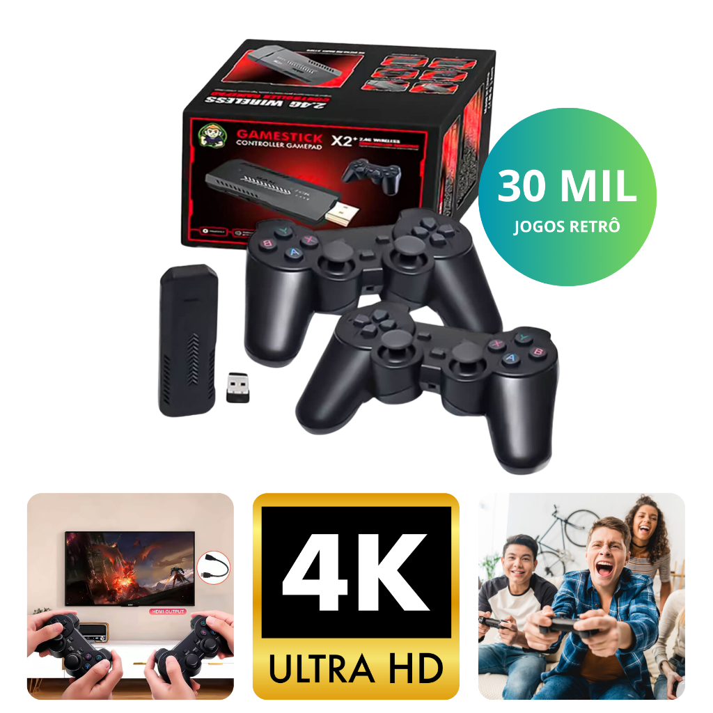 Vídeo Game com 30 Mil Jogos E 2 Controles Sem Fio para Reviver Memórias