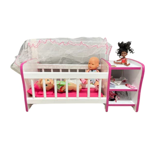 Brinquedo Berço de Boneca Infantil Cômodas Véu / Reborns / 78cm