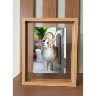 Porta Retrato de Vidro com Moldura de Madeira Foto 13 x 18