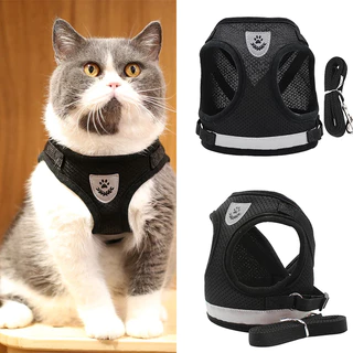 Coleira Peitoral Com Guia para Cães E Gatos Colete Respirável Regulável Super Confortável Novidade Material Refletivo