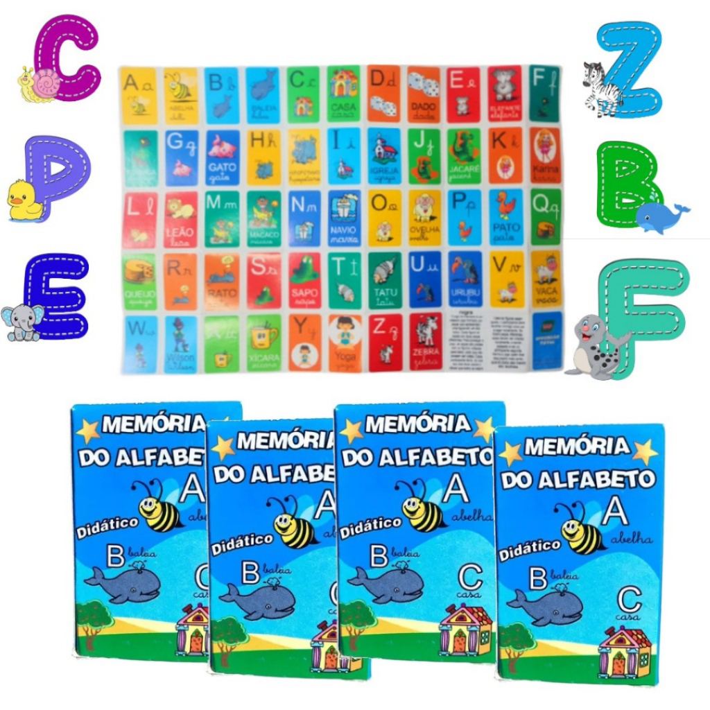 12 JOGO DA MEMORIA ALFABETO- LETRAS BRINQUEDO DIDATICO/EDUCATIVOS ...