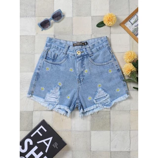 Short jeans flor desfiado rasgadinho