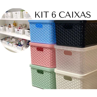 KIT 6 Caixas Organizadoras Aramadas com Tampa 3,5L