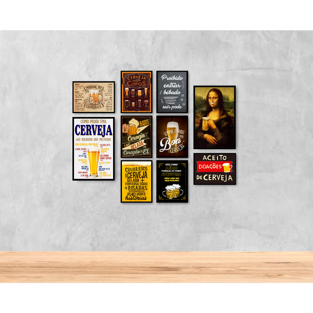 Kit 10 Quadros Decorativos Bar Boteco Cerveja